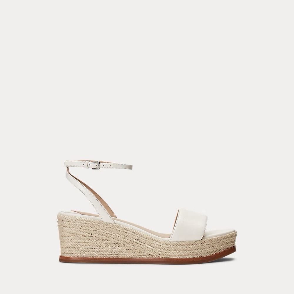 NIB Ralph Lauren White Espadrille Wedge Sandals